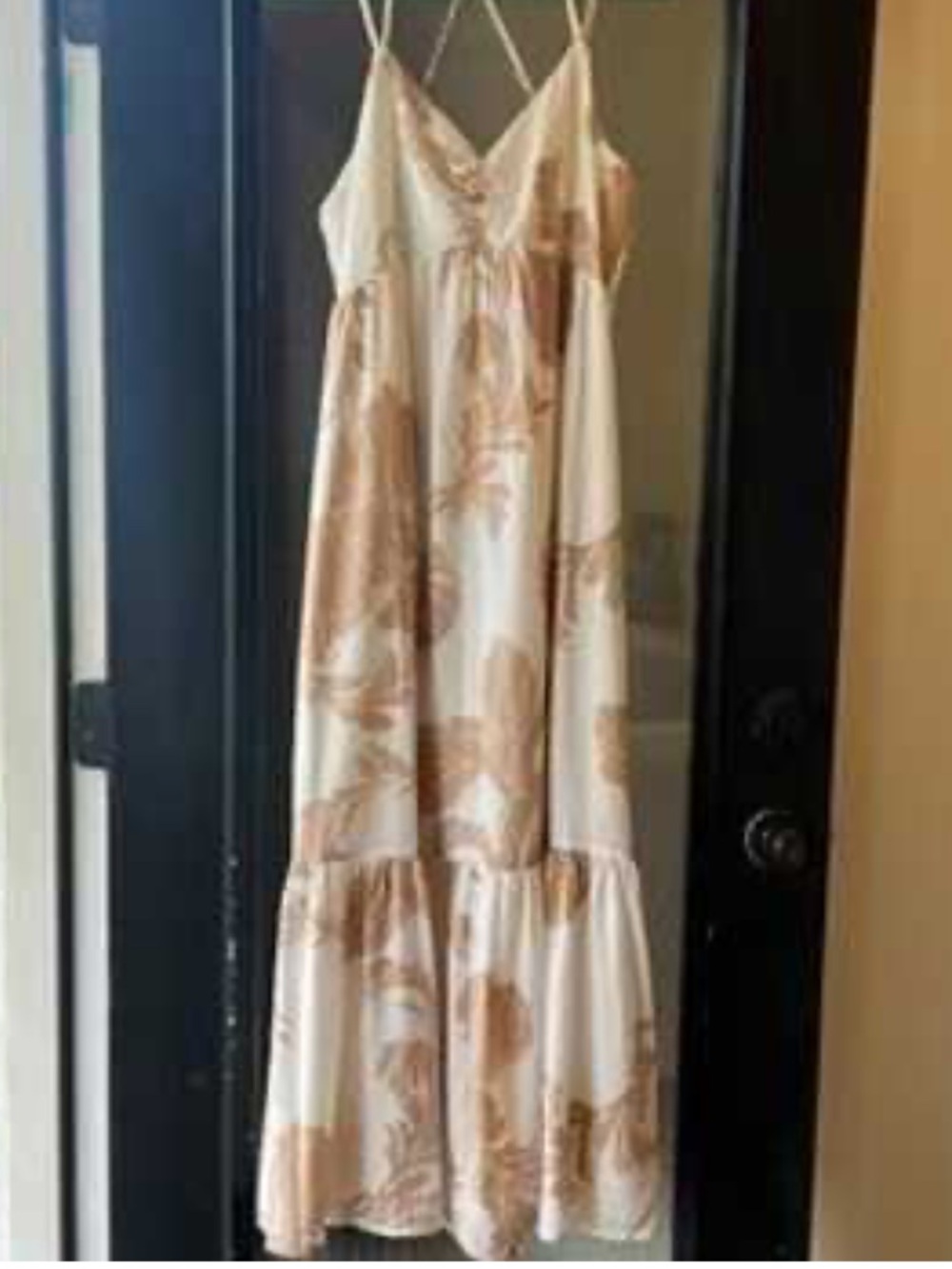 Express Cream and Tan Floral Maxi Dress